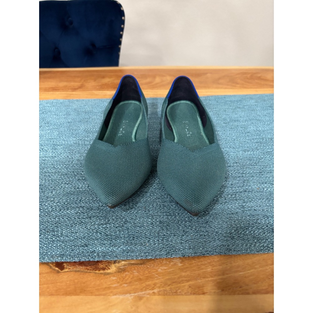 Rothys The Point Dark Emerald Green Pointed Toe Knit Flats Womens 9.5